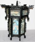 122528 CHINESE GLASS PANELED LANTERN H20 DIA173