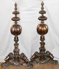 060016 VICTORIAN BRONZE ANDIRONS C1880 PAIR H 36