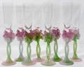 060055 DAUM ROSE PATE DE VERRE CHAMPAGNE FLUTES 8