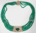 052060 170CT EMERALD BEAD  DIAMOND NECKLACE L 16