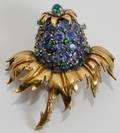 052047 TIFFANY SCHLUMBERGER EMERALD FLOWER BROOCH
