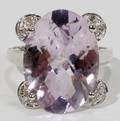 050013 WHITE GOLD AMETHYST  DIAMOND COCKTAIL RING