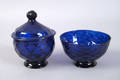 Two cobalt blown glass bowls 19th c