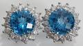 042041 10 CT BLUE TOPAZ  35 CT DIAMOND EARRINGS