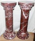 032035 ROUGE MARBLE COLUMN FORM ROUND TOP PEDESTALS