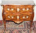 030008 LOUIS XVI MARBLE TOP MARQUETRY INLAY COMMODE