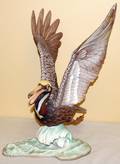 030052 BOEHM BISQUE FIGURE BROWN PELICAN H 21 14