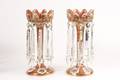 Pair of Bohemian Cranberry Glass Mantle Lustres