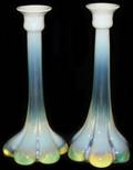 021047 TIFFANY OPALESCENT  YELLOW CANDLESTICKS
