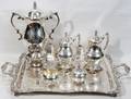 020029 SILVER PLATED TEA SET AND TRAY 6 PCS