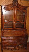 020005 COUNTRY FRENCH CARVED WALNUT SECRETARY DESK