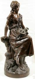 012004 AUGUSTE MOREAU BRONZE GIRL WMANDOLIN