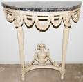 011006 ITALIAN WOOD CONSOLE WMARBLE TOP LATE 19TH C