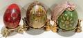 011060 RUSSIAN WOODEN EGGS  SILVER STANDS H3