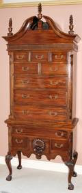 011036 CHIPPENDALE MAHOGANY HIGHBOY H95 W375 D18