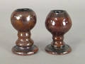 Two IS Stahl redware egg cups dated 1946