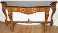 010016 ITALIAN WALNUT MARBLE TOP CONSOLE 20TH C
