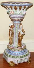 010040 DRESDEN PAINTED PORCELAIN COMPOTE H29 DIA15