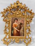 010027 GERMAN PORCELAIN PLAQUE FLORENTINE FRAME