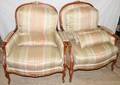 081120 FRENCH STYLE SILKUPHOLSTERED BERGERES PAIR