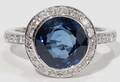 092079 323 ROUND SAPPHIRE AND 60 CT DIAMOND RING