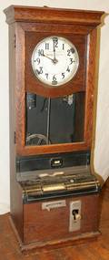 091075 HALLOCK CLOCK CO OAK TIME CLOCK C 1920