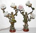 101138 SPELTER FIGURAL LAMPS PAIR H263 W135