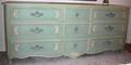 061092 BAKER TRIPLE DRESSER GLAZED AQUA AND CREAM
