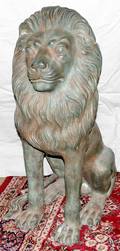 101151 BRONZE SEATED LION GARDEN SCULPTURE 20TH C