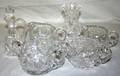 100086 CUT GLASS VASE CRUET  SETS OF CREAM  SUGARS