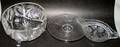 100085 CUT GLASS COMPOTE BOWL  DOUBLE HANDLED TRAY