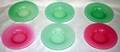 100073 STEUBEN PINK  GREEN FROSTED GLASS PLATES
