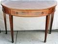 080065 HEPPLEWHITE STYLE MAHOGANY DEMI LUNE CONSOLES
