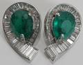 062068 EMERALD 8CTS  DIAMOND EARRINGS PAIR
