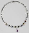 102065 RAINBOW SAPPHIRE  DIAMOND NECKLACE L17