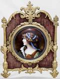 101198 EUROPEAN ENAMEL  FOIL PORTRAIT BRONZE FRAME