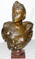 101184 MADRASSI FRENCH BRONZE BUST C1920 H24