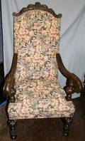 100094 JACOBEAN HIGH BACK MAHOGANY ARMCHAIR C1930