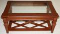 092195 EMPIRE STYLE MAHOGANY AND GLASS COFFEE TABLE