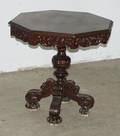 091185 CARVED WALNUT OCTAGONAL TABLE C 1920 H 30