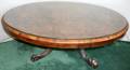 091168 ENGLISH PARLOR BURL WALNUT TABLE H 17 W 39