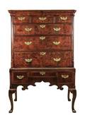 George III Burled Walnut Highboy English 18th C
