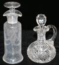 071126 HAWKES ETCHED  CUT GLASS CRUETS H 7  6