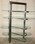 061193 GLASS  STAINLESS FIVETIER TAGREBOOKCASE