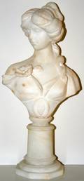 061172 PBONAIUTI CARVED ALABASTER BUST YOUNG LADY