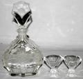 102094 LALIQUE STYLE FROSTED GLASS DECANTER  GLASSES