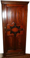 100139 CARVED MAHOGANY  WALNUT ARMOIRE C1930 H82