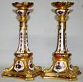 100131 CROWN DERBY IMARI BONE CHINA CANDLESTICKS