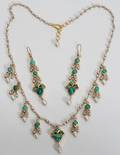 092243 DIAMOND PEARL TURQUOISE NECKLACE  EARRINGS
