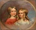 092206 OIL ON CANVAS PORTRAIT OF TWO YOUNG GIRLS
